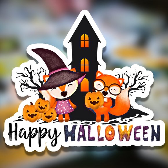 Happy Halloween Cute Fox Stickers - 2 Sticker Sheets - Picture 1 of 4